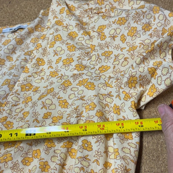 Madewell Fiore Floral Cotton Wrap Dress Short Sleeve Yellow Large Mini Boho - Picture 6 of 7